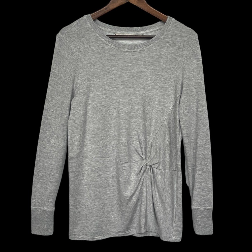 Athleta Twist Front Top Womens Medium Gray Long Sleeve Modal Knot Excellent